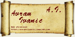 Avram Ivanić vizit kartica